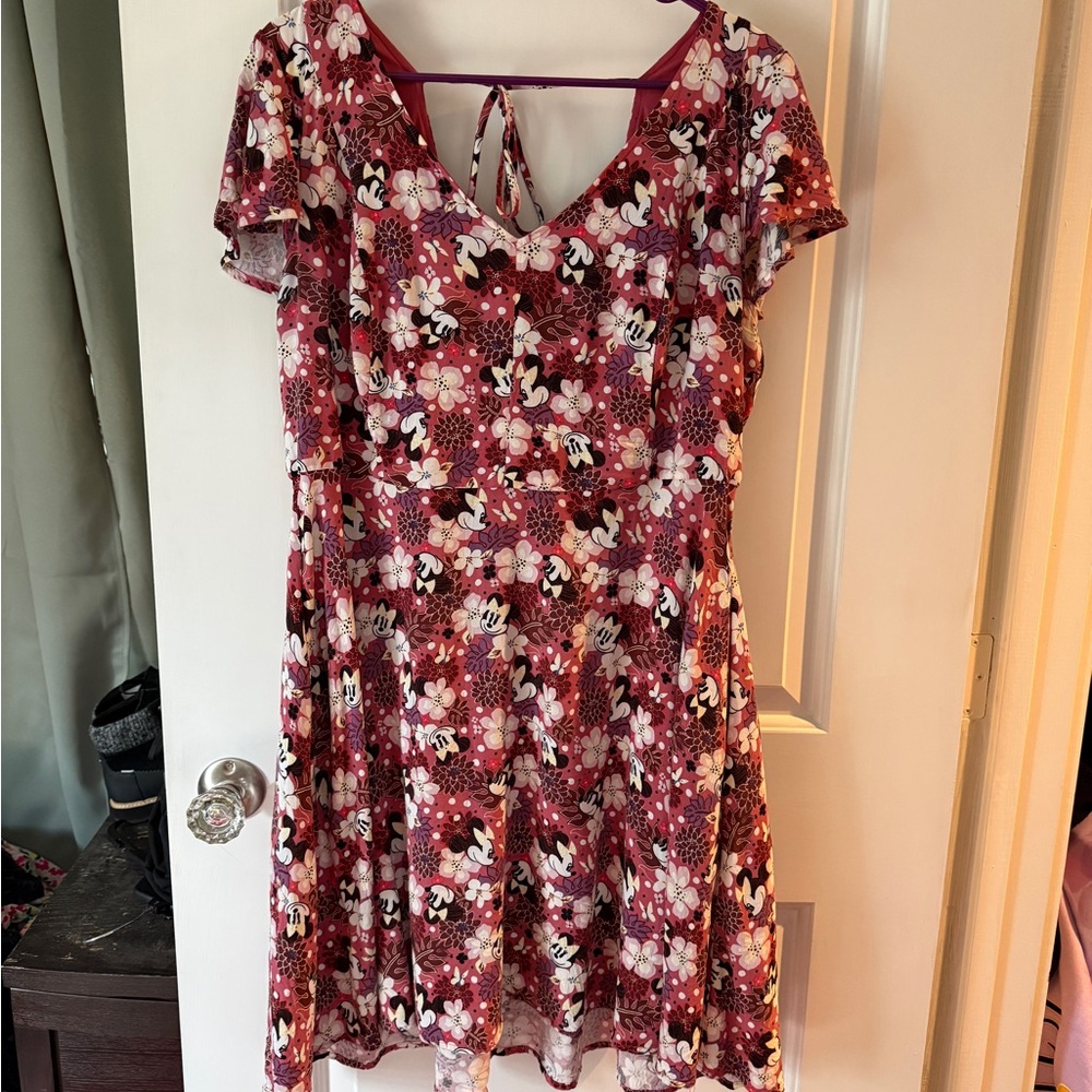 Disney Minnie Mouse Pink Tropical Floral Mini Dress